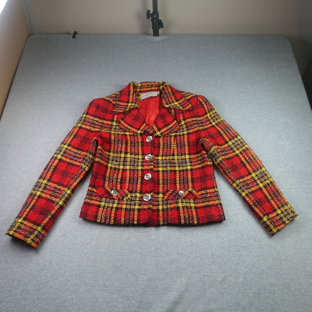 Howard Wolf Blazer Womens 4 Red Plaid Vintage Wool Blend Jacket